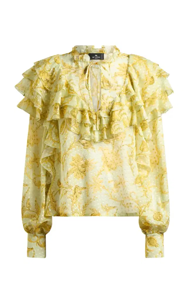 Ruffled Silk-Blend Top