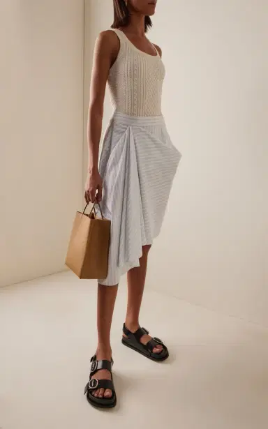JW Anderson Asymmetric Draped Cotton Midi Skirt | Thumbnail 2 JW Anderson Asymmetric Draped Cotton Midi Skirt | Thumbnail 2