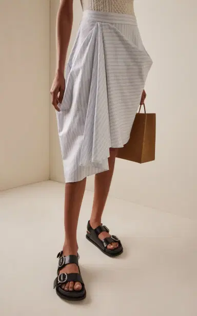 JW Anderson Asymmetric Draped Cotton Midi Skirt | Thumbnail 3 JW Anderson Asymmetric Draped Cotton Midi Skirt | Thumbnail 3