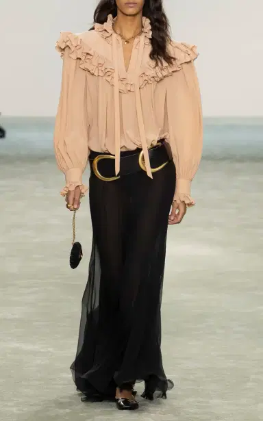 Chloé Oversized Ruffled Crepe De Chine Top | Thumbnail 2