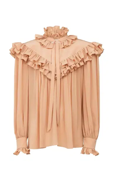 Chloé Oversized Ruffled Crepe De Chine Top | Thumbnail 1