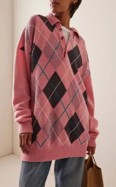 JW Anderson x Pringle of Scotland Argyle Wool Polo Sweater | Thumbnail 2 JW Anderson x Pringle of Scotland Argyle Wool Polo Sweater | Thumbnail 2