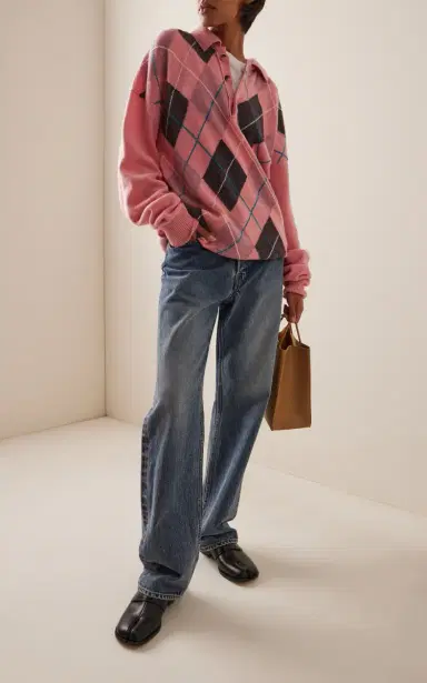 JW Anderson x Pringle of Scotland Argyle Wool Polo Sweater | Thumbnail 3 JW Anderson x Pringle of Scotland Argyle Wool Polo Sweater | Thumbnail 3