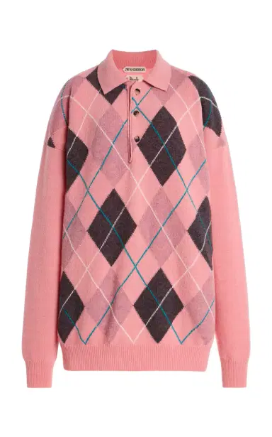 JW Anderson x Pringle of Scotland Argyle Wool Polo Sweater | Thumbnail 6 JW Anderson x Pringle of Scotland Argyle Wool Polo Sweater | Thumbnail 6