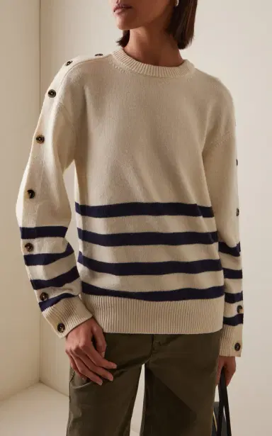 JW Anderson Button-Sleeve Breton Wool Sweater | Thumbnail 2 JW Anderson Button-Sleeve Breton Wool Sweater | Thumbnail 2