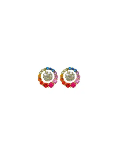 Wish Fine Jewelry 1.88ct Multi Sapphire Diamond 14K Gold Stud Earrings | Thumbnail 1 Wish Fine Jewelry 1.88ct Multi Sapphire Diamond 14K Gold Stud Earrings | Thumbnail 1