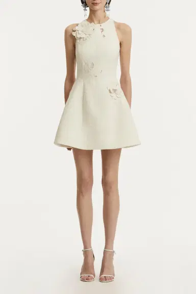 Oscar de la Renta Floral Tweed Cocktail Dress | Thumbnail 2