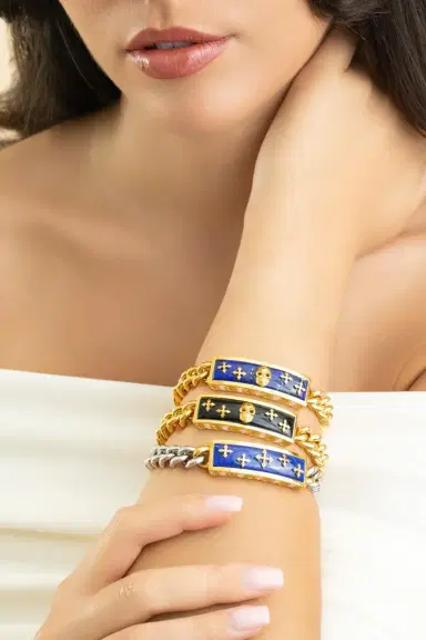 BUDDHA MAMA Lapis Cross Biker Bracelet | Thumbnail 2