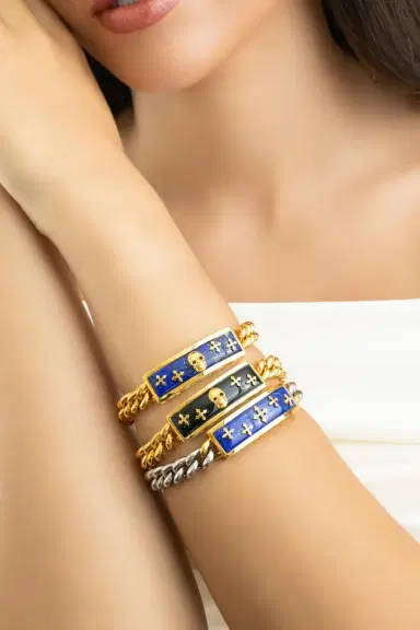 BUDDHA MAMA Lapis Cross Biker Bracelet | Thumbnail 3