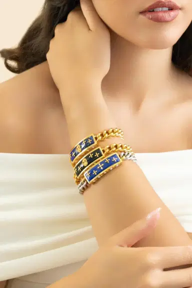 BUDDHA MAMA Lapis Cross Biker Bracelet | Thumbnail 4