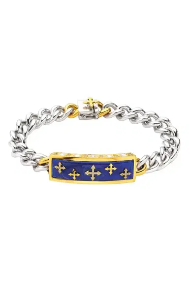 BUDDHA MAMA Lapis Cross Biker Bracelet | Thumbnail 1