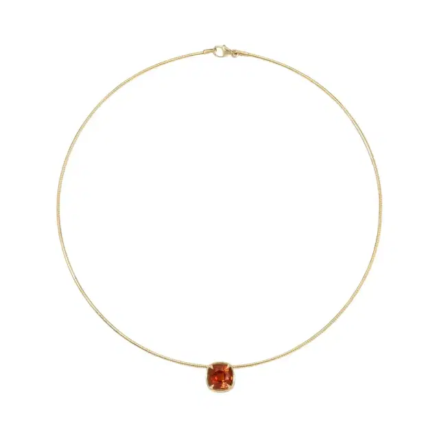 Margot Hessonite Orange Garnet Cushion Cut Necklace