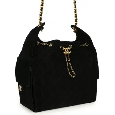 Chanel Chanel Medium 25 Hobo Bag Black Suede Antique Gold Hardware | Thumbnail 2 Chanel Chanel Medium 25 Hobo Bag Black Suede Antique Gold Hardware | Thumbnail 2