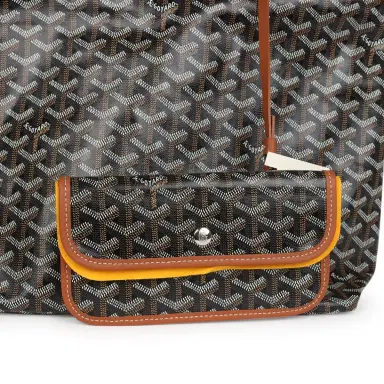 goyard Goyard Goyardine Black and Brown Boheme PM Hobo Bag Palladium Hardware | Thumbnail 7