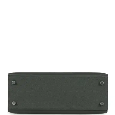 HERMÈS Hermes Kelly Sellier 25 Tri-Color Black, Vert Amande and Vert Mangrove Epsom Palladium Hardware | Thumbnail 6 HERMÈS Hermes Kelly Sellier 25 Tri-Color Black, Vert Amande and Vert Mangrove Epsom Palladium Hardware | Thumbnail 6