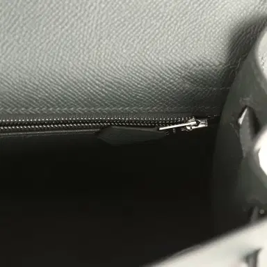 HERMÈS Hermes Kelly Sellier 25 Tri-Color Black, Vert Amande and Vert Mangrove Epsom Palladium Hardware | Thumbnail 8 HERMÈS Hermes Kelly Sellier 25 Tri-Color Black, Vert Amande and Vert Mangrove Epsom Palladium Hardware | Thumbnail 8