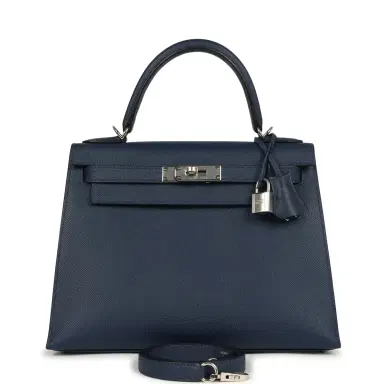 HERMÈS Hermes Kelly Sellier 28 Bleu Navy Epsom Palladium Hardware | Thumbnail 1 HERMÈS Hermes Kelly Sellier 28 Bleu Navy Epsom Palladium Hardware | Thumbnail 1