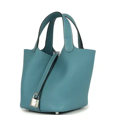 HERMÈS Hermes Picotin Lock 18 Blue Jean Clemence Palladium Hardware | Thumbnail 2