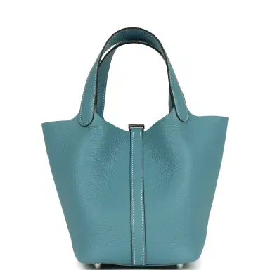 HERMÈS Hermes Picotin Lock 18 Blue Jean Clemence Palladium Hardware | Thumbnail 5
