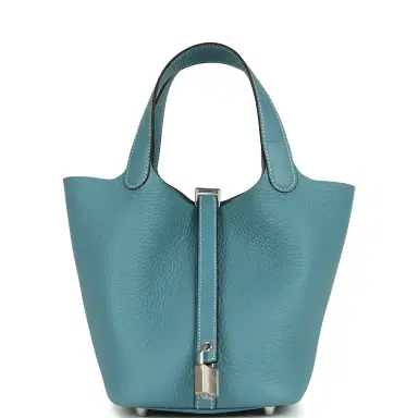 HERMÈS Hermes Picotin Lock 18 Blue Jean Clemence Palladium Hardware | Thumbnail 1