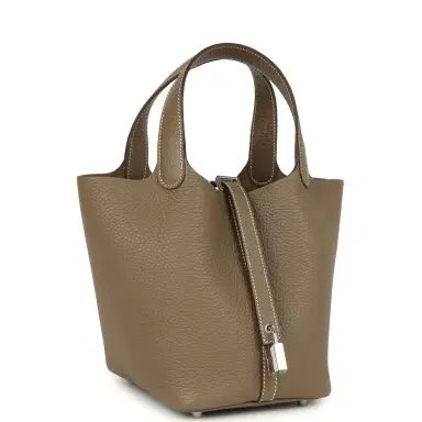 HERMÈS Hermes Picotin Lock 18 Etoupe Clemence Palladium Hardware | Thumbnail 2 HERMÈS Hermes Picotin Lock 18 Etoupe Clemence Palladium Hardware | Thumbnail 2