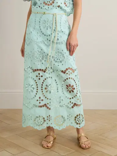 Zimmermann Awaken Belted Broderie Anglaise Linen Midi Skirt | Thumbnail 3 Zimmermann Awaken Belted Broderie Anglaise Linen Midi Skirt | Thumbnail 3