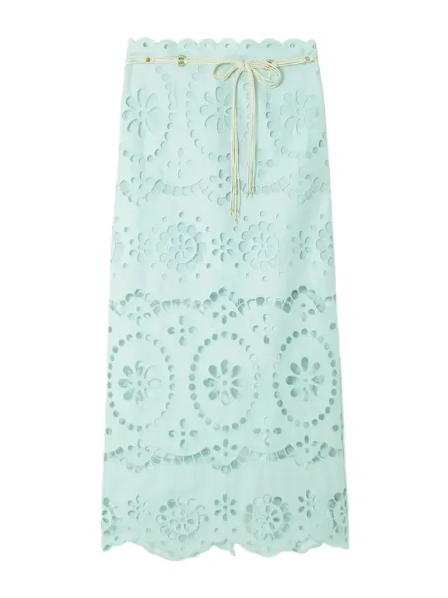 Awaken Belted Broderie Anglaise Linen Midi Skirt