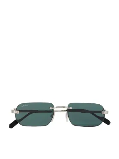 Cartier Eyewear Première De Cartier Rimless Rectangular-frame Silver-tone Sunglasses | Thumbnail 1 Cartier Eyewear Première De Cartier Rimless Rectangular-frame Silver-tone Sunglasses | Thumbnail 1