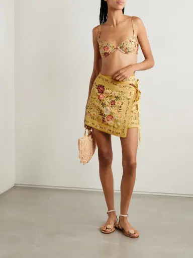 Agua by Agua Bendita Luna Paramo Floral-print Linen Mini Wrap Skirt | Thumbnail 2 Agua by Agua Bendita Luna Paramo Floral-print Linen Mini Wrap Skirt | Thumbnail 2