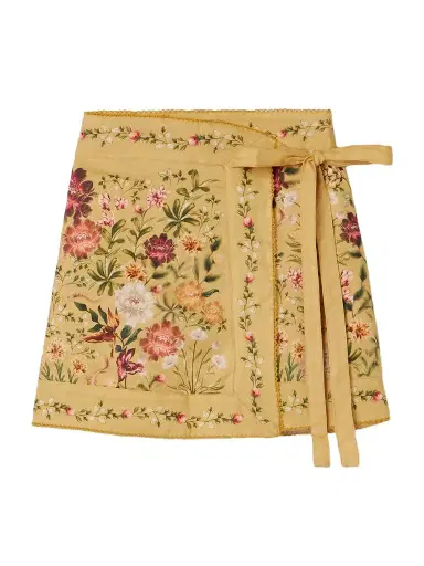 Agua by Agua Bendita Luna Paramo Floral-print Linen Mini Wrap Skirt | Thumbnail 1 Agua by Agua Bendita Luna Paramo Floral-print Linen Mini Wrap Skirt | Thumbnail 1