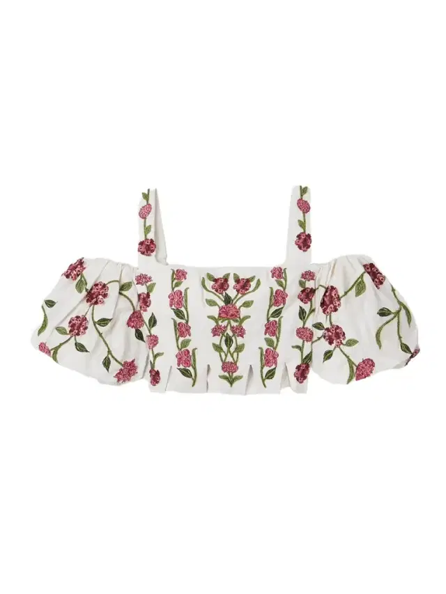 Época Cropped Cold-shoulder Appliquéd Embroidered Linen Top