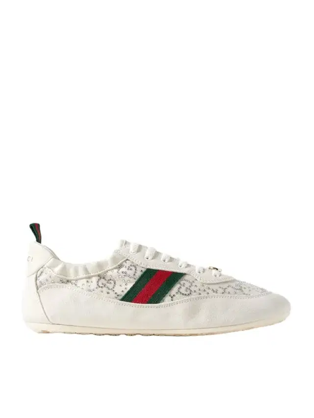 Shift Webbing And Leather-trimmed Embellished Mesh And Suede Sneakers