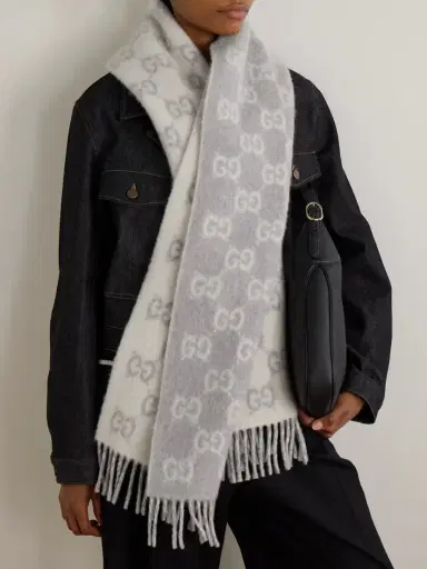 Gucci Fringed Jacquard-knit Scarf | Thumbnail 2