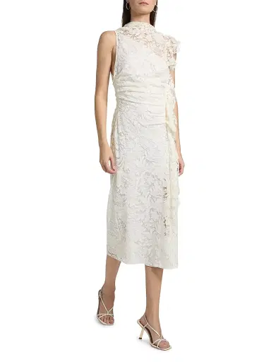 A.L.C. A. L.C. Women's Astrid Lace Ruched Midi-Dress | Thumbnail 2