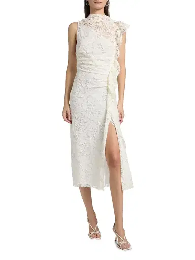 A.L.C. A. L.C. Women's Astrid Lace Ruched Midi-Dress | Thumbnail 3