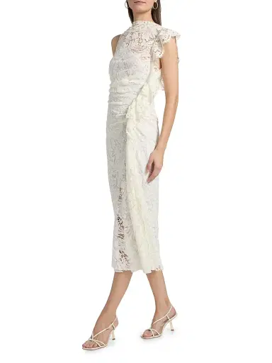 A.L.C. A. L.C. Women's Astrid Lace Ruched Midi-Dress | Thumbnail 4
