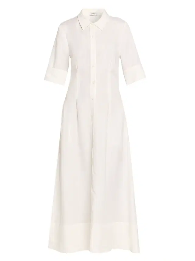 Women's Claudine Linen-Blend Midi-Shirtdress - White