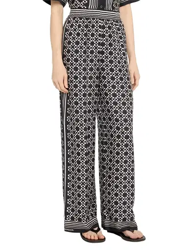 SIMKHAI Women's Zuna Geometric Straight-Leg Satin Pants - Black | Thumbnail 3 SIMKHAI Women's Zuna Geometric Straight-Leg Satin Pants - Black | Thumbnail 3