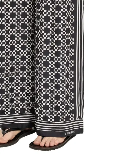 SIMKHAI Women's Zuna Geometric Straight-Leg Satin Pants - Black | Thumbnail 5 SIMKHAI Women's Zuna Geometric Straight-Leg Satin Pants - Black | Thumbnail 5