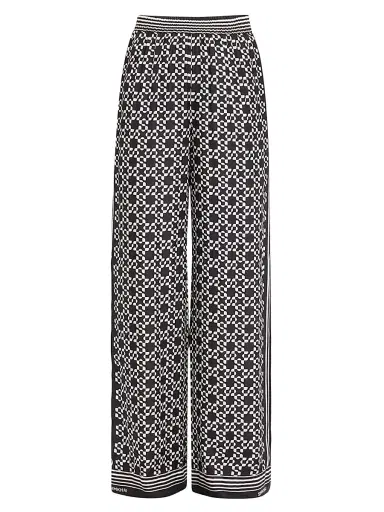 SIMKHAI Women's Zuna Geometric Straight-Leg Satin Pants - Black | Thumbnail 1 SIMKHAI Women's Zuna Geometric Straight-Leg Satin Pants - Black | Thumbnail 1
