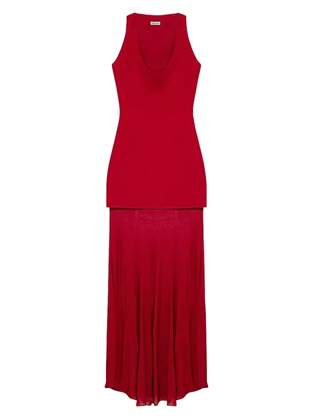 SIMKHAI Women's Xena Sheer Halter Maxi Dress - Red