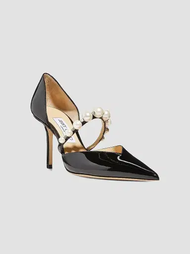 Jimmy Choo Women's Aurelie d'Orsay 85MM Pearl & Patent Leather Pumps - Black | Thumbnail 2 Jimmy Choo Women's Aurelie d'Orsay 85MM Pearl & Patent Leather Pumps - Black | Thumbnail 2