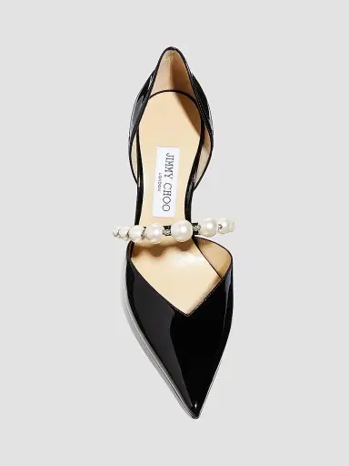 Jimmy Choo Women's Aurelie d'Orsay 85MM Pearl & Patent Leather Pumps - Black | Thumbnail 4 Jimmy Choo Women's Aurelie d'Orsay 85MM Pearl & Patent Leather Pumps - Black | Thumbnail 4