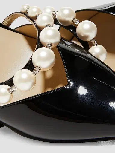 Jimmy Choo Women's Aurelie d'Orsay 85MM Pearl & Patent Leather Pumps - Black | Thumbnail 5 Jimmy Choo Women's Aurelie d'Orsay 85MM Pearl & Patent Leather Pumps - Black | Thumbnail 5