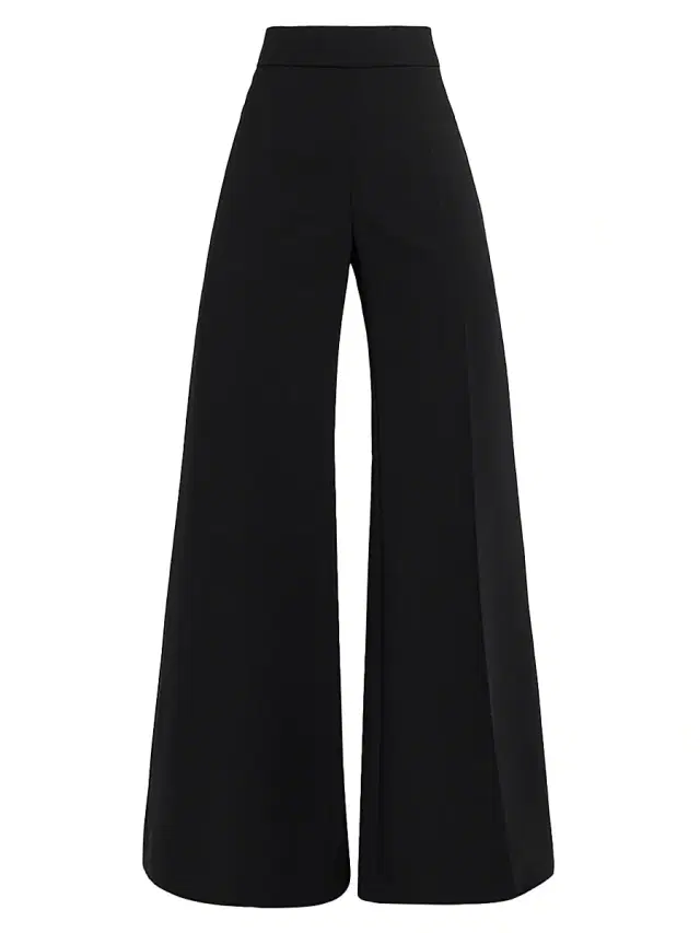 Women's High-Rise Wool Wide-Leg Pants - Black
