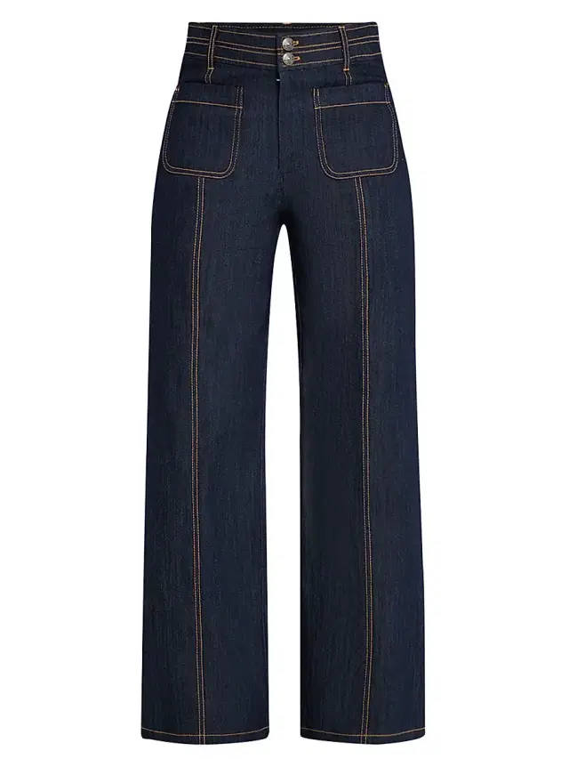 Cinq à Sept Women's Dorothea Topstitched High-Rise Wide-Leg Jeans - Indigo