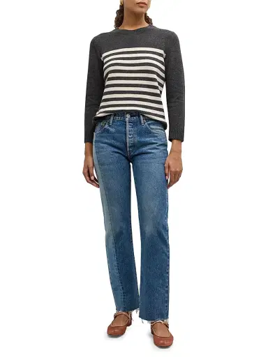 Moussy Vintage Women's Westchase Pieced Mid-Rise Straight-Leg Jeans - Blue - Size 28 | Thumbnail 2