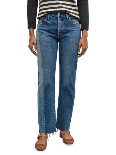 Moussy Vintage Women's Westchase Pieced Mid-Rise Straight-Leg Jeans - Blue - Size 28 | Thumbnail 3