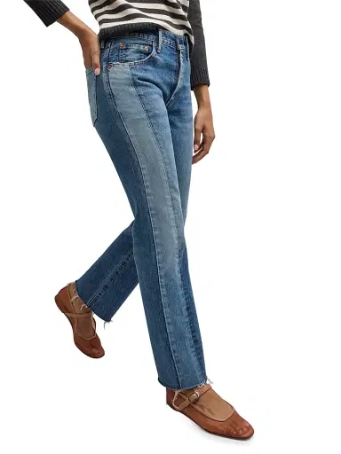 Moussy Vintage Women's Westchase Pieced Mid-Rise Straight-Leg Jeans - Blue - Size 28 | Thumbnail 4