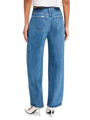 Moussy Vintage Women's Macclenny Frayed Pleated Barrel-Leg Jeans | Thumbnail 4